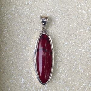 Vintage Mexico Sterling Silver Red Jasper Signed JRI Pendant
